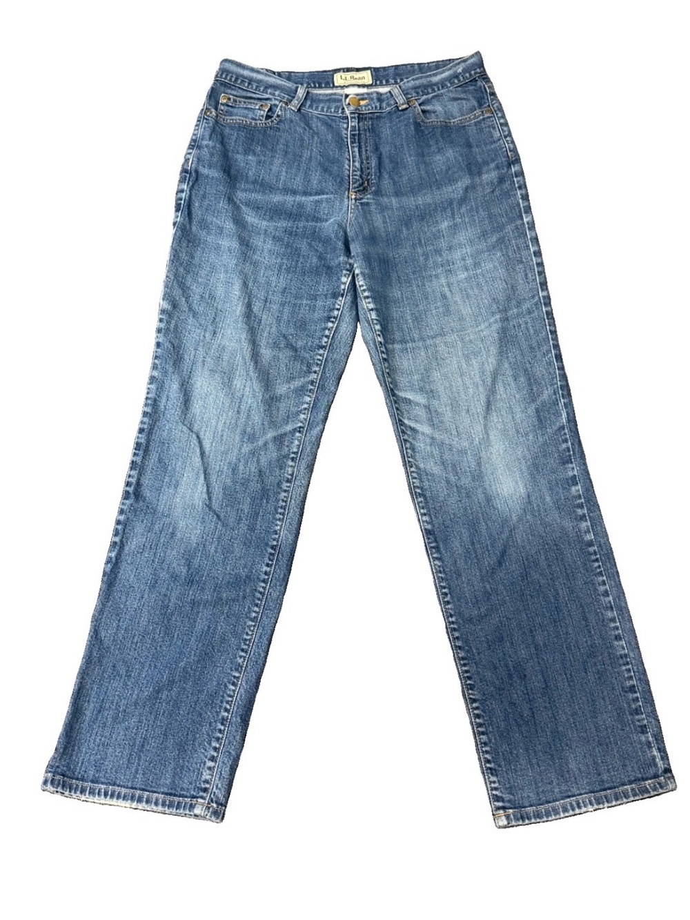 L.L.Bean Women’s Jeans Size 12 M/T Medium Tall Straight Fit Stretch Blue Denim